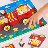 3 x Brand New Baby Puzzle Large Piece Puzzle Ages 1-4 Set of 2 Wooden Peg Puzzles - Farm House Fire Truck Educational Game Promoting Toddler Brain Development - RRP €57.6