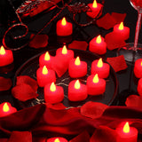 2 x RAW Customer Returns 1000 Pieces Artificial Fake Rose Petals and 24 Heart Shaped Flameless LED Tealight Candles Romantic Love LED Candles Artificial Petals for Valentine s Day Wedding Red  - RRP €43.92