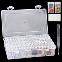 1 x RAW Customer Returns Longzhuo Craft Storage Boxes, 64 Compartments Clear Reusable Seed Storage Organizer with Label Stickers Plastic Storage Boxes Containers Set for Craft Embroidery DIY Art Jewelry Beads with Tweezers - RRP €20.4