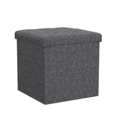 1 x RAW Customer Returns Bonlife Storage Chest Footstool Chests Foldable Stool With Storage Space Linen Pack of 2, Grey, 32 x 32 x 32 cm - RRP €36.98