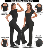 1 x RAW Customer Returns UNIQUEBELLA Jumpsuit Women, Overall with Wide Leg Sexy Outfit for Women - Body Suit Catsuit Women One-Piece Tracksuits High Waist - RRP €40.33