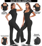 1 x RAW Customer Returns UNIQUEBELLA Jumpsuit Women, Overall with Wide Leg Sexy Outfit for Women - Body Suit Catsuit Women One Piece Tracksuits High Waist - RRP €40.33