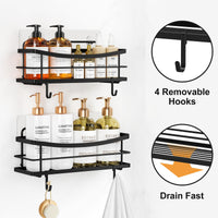 7 x Brand New Orimade Shower shelf with removable hooks Matt black - RRP €159.6