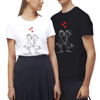 1 x Brand New LiKing T-shirts for Couples Women and Men Cotton Round Neck Casual Top, Pack of 1, Men Black Kiss, XXL - RRP €21.6