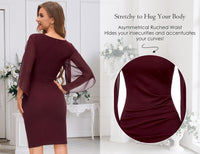 1 x Brand New DRESSTELLS women s vintage cocktail dress festive wedding dress elegant sheath dress knee-length pencil dress plus size burgundy 3XL - RRP €38.3