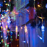 1 x RAW Customer Returns iBaycon Ice Rain Fairy Lights Outdoor, 12M 400 LED Icicle Fairy Lights Colorful Christmas Lights Curtain 8 Modes Timer Christmas Fairy Lights Decoration for Garden Party Indoor Balcony - RRP €23.99