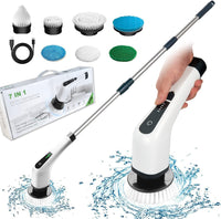 1 x RAW Customer Returns FARI Electric Cleaning Brush, 360 Rotating Spin Scrubber with 7 Adjustable Brush Heads Cleaning Brush for Corners, Toilet, Kitchen, Bathroom, Window, Floor Plate TX-910-EU-W  - RRP €57.59