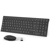 1 x RAW Customer Returns iClever 2.4G Keyboard Mouse Set Wireless Aluminum Wireless Slim Keyboard QWERTZ Layout German for Computer Desktop PC Laptop Surface Windows 10 8 7 Vista XP 2.4GHz, USB  - RRP €38.3