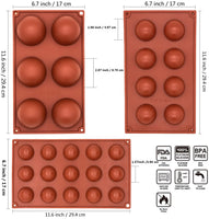 1 x RAW Customer Returns 3 pieces silicone mold ball, 6, 8, 15 cavities silicone mold half sphere, silicone mold easy to clean silicone mold ball for ice cream bombs, mini teacake, fondant, candy, tray, cookies, jello - RRP €14.11