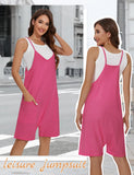 1 x RAW Customer Returns heekpek Jumpsuit Women Short Summer Sleeveless Loose Overall Short V-Neck Spaghetti Strap Playsuit Casual Dungarees Women with Pockets, Pink, XXL - RRP €27.6