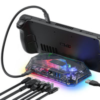 1 x RAW Customer Returns JSAUX RGB Docking Station for Steam Deck OLED ROG Ally Legion Go, 8-in-1 Steam Deck Dock with 4K 120Hz HDMI, Gigabit Ethernet, USB-C 3.0 USB-A 3.0, 100W USB-C Charging, Support VRR, ALLM-HB0801S - RRP €66.54