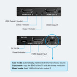 1 x RAW Customer Returns 4K 60HZ HDMI Splitter, Aluminum 4K HDMI Splitter 1 in 2 out Auto Scaling Function Distributor Duplicate 2 same outputs, Not Extend Supports HDCP, 4K, 3D, 1080P for PS5 etc with 1.2M HDMI cable  - RRP €28.52