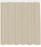 1 x RAW Customer Returns ABAKUHAUS Beige Shower Curtain, Polka Dot Classic Retro Print, Textile Fabric Bathroom Decor Set with Hooks, 79 x 87 , Beige Tan - RRP €27.95