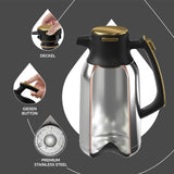 1 x RAW Customer Returns IDEUS coffee pot, double-walled vacuum insulation jug, 2 liters, stainless steel, thermos flask keeps hot for 12 hours, jug for 15-20 cups, Black Gold - RRP €49.99