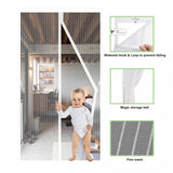 1 x RAW Customer Returns JIANJIAO fly screen balcony door without drilling 110 x 210 cm, white fly screen door magnet, insect protection door, fly screen doors, mosquito net door, magnetic curtain for balcony door, sliding door, patio door - RRP €19.99