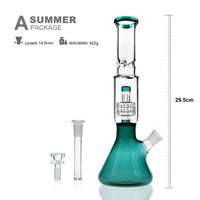 1 x RAW Customer Returns REANICE Summer A Bong glass water bong water pipe for example 14.5mm bong bowl height 29.5cm direct glass pipes honeycomb branch bong water oil rigs pipe large bongs green - RRP €30.24