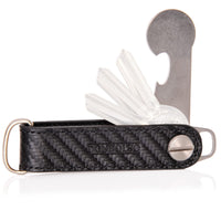 1 x RAW Customer Returns DONBOLSO One I Key Organizer with shopping cart release I Case for 1-7 keys I Leather I Stainless steel screw I Carbon - RRP €23.82