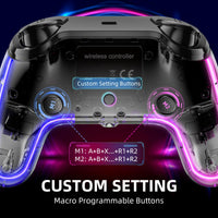 1 x RAW Customer Returns Wireless PS4 Controller with Hall Trigger 8 RGB LED Lights, Custom PS4 Remote Gamepad Joystick Accessory, Dual PS4 Shock Wireless Controller for PlayStation 4 Slim Pro PC Black  - RRP €51.47