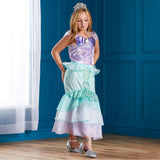 1 x RAW Customer Returns Disney Store Official Kids Little Mermaid Costume 2 Piece Embellished Party Outfit Set Featuring Iridescent Organza Sleeve Top and Layered Satin Skirt Set - RRP €19.2