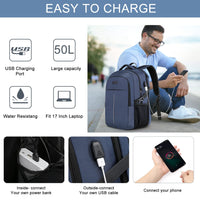 1 x RAW Customer Returns Extra Large Backpack Men 55L, 18.4 inch Laptop for School Work with USB Charging Port Waterproof Business Travel Notebook Bag School Backpack for Men Women Boys Teenagers Black - RRP €39.26