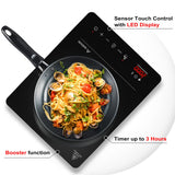 1 x RAW Customer Returns Aobosi induction hob, induction hob 1 plate, 10 power levels and 10 temperature levels, compact size, 2000W portable induction hob, LED display, 3H timer, booster function - RRP €58.99