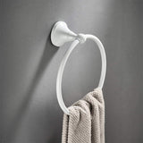 1 x RAW Customer Returns Flybath Round Towel Holder Brass Hanger Holder Wall Mounted Bathroom Towel Holder, White - RRP €20.98