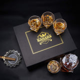 1 x RAW Customer Returns KANARS Crystal Whiskey Carafe and Glasses for Whiskey Scotch Cognac Martini 800ml Bottle with 4 x 300ml Whiskey Glass 5 Piece Beautiful Cadea Box - RRP €65.45