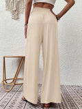 1 x RAW Customer Returns Cicy Bell Women s Pants Straight Loose Elastic Wide Leg Pants Waist Palazzo Pants With Pockets Apricot L - RRP €31.25