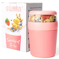 1 x RAW Customer Returns Muesli cup to go, yoghurt cup for on the go with spoon, leak-proof yoghurt large 250ML 500ML , dishwasher safe lunch pot, muesli cup for work, school, picnic travel pink  - RRP €15.99