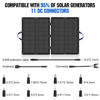 1 x RAW Customer Returns ECO-WORTHY 100W Solar Panel Foldable Portable Monocrystalline with Adjustable Stand, PV Cable 9.84ft , 4 DC Adapters for Most Power Station, Motorhome, Caravan, Outdoor Camping - RRP €117.74