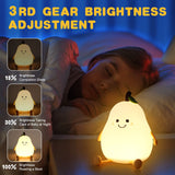 1 x RAW Customer Returns URAQT Silicone Night Light Children, 7 Colors Smile Pear-Shaped Night Light 1200mAh Baby Light USB Charging and Timing Function Kawaii Night Lamp with Touch Switch 3 Level Brightness Adjustment - RRP €18.58