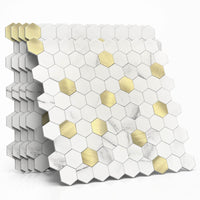 1 x RAW Customer Returns M MOFIT 3D wall tiles self-adhesive kitchen, hexagon mosaic mosaic tiles marble tiles tile stickers marble look white silver 10 sheets  - RRP €56.71