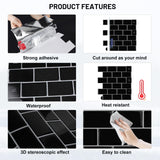 1 x RAW Customer Returns SWAWIS Pack of 10 tile stickers black adhesive tiles for bathroom, kitchen 30.5 x 30.5 cm kitchen back wall self-adhesive tiles 3D thickness 1.2 mm tile film bathroom waterproof adhesive film tile look - RRP €31.92