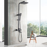 1 x RAW Customer Returns TVTIUO rain shower, rain shower system with three outlets, rain shower black with rain shower head and hand shower, shower complete for bathroom - RRP €110.93