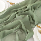 1 x RAW Customer Returns CHUQING table runner green chiffon table runner 75 cm x 4 m table runner wedding for birthdays, communions, celebrations, parties, eucalyptus green - RRP €23.18