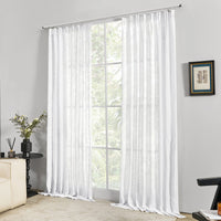 1 x RAW Customer Returns Deconovo Voile Transparent Curtain with Ruffle Tape Semi-Transparent Decorative Curtain Semi-Transparent Linen Look Airy Curtains Children s Room, 245 x 140 cm Height x Width , White, Set of 2 - RRP €24.16