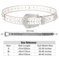 1 x Brand New WHIPPY Men s Women s Rhinestone Leather Belt Cross Belt Fashion Western Cowgirl Rivets Punk Belt Bling Rhinestone Belt for Jeans Pants Dresses, 125cm, White - RRP €21.13