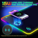 3 x RAW Customer Returns GIM RGB Gaming Mouse Pad 15W Qi Mousepad LED 800x300x4mm 10 Lighting Modes with 10W Fast Charge Qi Wireless Charging for iPhone 13 13 Pro Mobile Phone, Headphones, Waterproof, Non-Slip - RRP €114.9