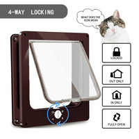 1 x RAW Customer Returns Pattepoint Cat and Dog Flap, 4-Way Cat Flap with Magnets for Cats, Easy to Install, Weatherproof Cat Flap Brown, M  - RRP €20.75