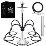 1 x RAW Customer Returns Ryosee 100cm 4 hose shisha set with LED light, 4 connections hookah set made of aluminum tube with molasses catcher, equipped with 4 silicone hoses and handle, shisha with 4 hoses black  - RRP €121.0