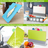 1 x RAW Customer Returns BOCHION cutting board, set of 4 colored plastic cutting boards with food icons tray base, breakfast board non-slip BPA-free, antibacterial for fish vegetables fruit meat bread - RRP €25.79