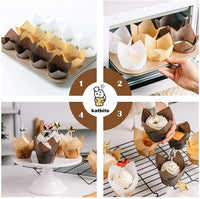 1 x RAW Customer Returns katbite Tulip Paper Muffin Cases, 200 Pieces Cupcake Baking Cups for Party Wedding Birthday, Muffin Form in White, Brown, Dark Brown - RRP €16.99