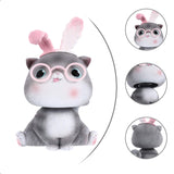 2 x RAW Customer Returns Amosfun Cat Figurines Jointed Head with Rabbit Ears Car Dashboard Decoration - Gray A - RRP €32.98