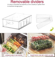 1 x RAW Customer Returns Greentainer refrigerator organizer drawer set with handle, 3-pack stackable kitchen storage boxes with pull-out drawer lid for vegetables, berries, meat PET plastic food storage containers - RRP €69.99