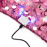 1 x RAW Customer Returns Ushiny Light Up Sequin Skirt LED Mini Skirts Glitter Rave Outfits Bling Festival Costume for Women and Girls S, Pink  - RRP €30.24