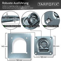 1 x RAW Customer Returns Tarpofix trailer lashing eyes with counter plates including screws 6 pieces - Robust lashing troughs with a tested tensile force of 800daN per lashing hook - Durable lashing eyes made of galvanized steel - RRP €49.36