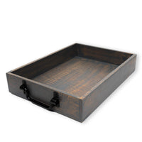 1 x RAW Customer Returns GoCraft Handcrafted Wooden Tray with Metal Handles, Decorative Serving Trays for Breakfast in Bed, Lunch, Dinner, Appetizers, Patio, Ottoman, Coffee Table, Party, Gray Washed - RRP €30.05