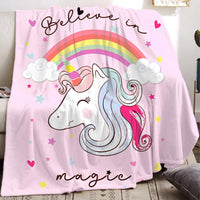 1 x Brand New PQCXXA Unicorn Blanket, Soft Flannel Soft Fleece Blanket for Girls Kids, Microfiber Fleece Blanket for Sofa, Bedroom, Travel Moon, 150x200cm  - RRP €19.2