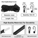 1 x RAW Customer Returns Tensioning rubber with hook, rubber rope 6 mm 15 m black, DIY expander with hook, luggage tensioner for car bicycle elastic expander rope rubber cord tarpaulin tensioner rope tensioning rope with hook accessories - RRP €17.14