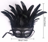 1 x RAW Customer Returns keland Feather Venetian Masquerade Ball Mask for Men and Women Halloween Carnival Masks Costume Black  - RRP €20.99